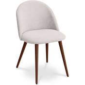Scandinavian Style - Chaise de salle à manger - Tapissée en tissu - Style scandinave - Evelyne Crème - Métal finition effet bois, Tissu, Bois - Crème