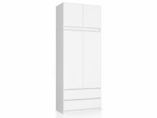 Selia - armoire avec rehausse grande style moderne chambre à coucher - 90x234x51 - 2 tiroirs - blanc