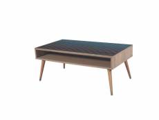 Table basse fodere 110cm bois motif rayures dégradé noir et bleu