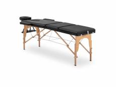Table de massage pliante pliable professionnelle lit portable en bois portative matériel à domicile mobile hêtre pvc hauteur sac compris noir hellosho
