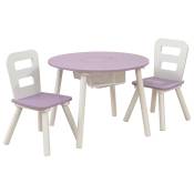 Table ronde en bois coloris lavande pour enfant et