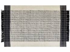 Tapis en laine blanc et noir 140 x 200 cm ketenli 367415