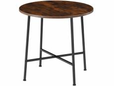 Tectake table de salle à manger industrielle ronde ennis 80x76cm - bois foncé industriel 404336