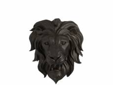 Tete de lion suspendue resine noire - l 26 x l 42 x h 49 cm