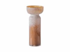 Vase en verre - verrerie soufflée à la main 34x14x14cm UNEQUAL coloris marron blanc