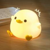 Veilleuse led en forme de canard en forme d'animal mignon en silicone pour chambre d'enfant, lampe de table rechargeable, lampe de chevet avec