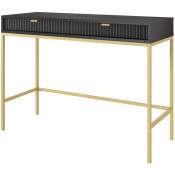 Vellore - Table console / Console extensible / Coiffeuse - noir avec pieds dorés - Selsey