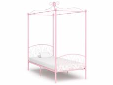 Vidaxl cadre de lit à baldaquin rose métal 90 x 200 cm 284486