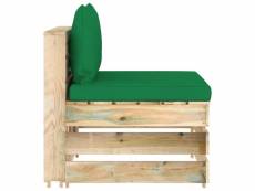 Vidaxl canapé central sectionnel avec coussins bois imprégné de vert