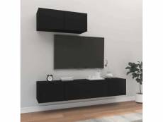 Vidaxl ensemble de meubles tv 3 pcs noir bois d'ingénierie