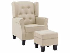 Vidaxl fauteuil avec repose-pied crème tissu 320160