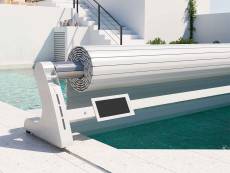 Volet de piscine hors-sol Marquise sur rail solaire 12,00 x 6,00 m - Sofatec
