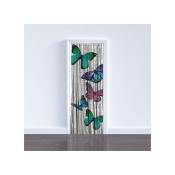 Wenko - Rideau de porte artisanal en bambou Motif papillon, protection anti insectes, brise vue pour porte, installation facile, fabriqué à la main,