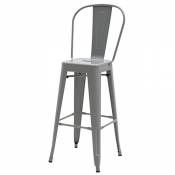 White Loft, Set de 4 chaises, métal, Gris, L45 x H120