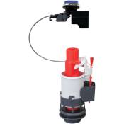 Wirquin - Mécanisme chasse d'eau wc double chasse avec bouton poussoir à câble Tronic 10724155, rouge et blanc - rouge et blanc