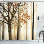 180 cm x 180 cm, Marron Orange,L'automne Rideau de Douche, Arbre Résumé Woods, Tissu Ensemble de Décor de Salle de Bain avec Crochets,