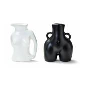 2 Vases en faïence noir mat et blanc brillant 10 cm Little Ladies Duo - Anissa Kermic