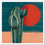 Affiche illustration cactus et soleil rouge sans cadre
