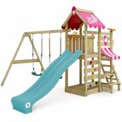 Aire de jeux Portique bois VanillaFlyer avec balançoire et toboggan Maison enfant exterieur avec bac à sable, échelle d'escalade & accessoires de