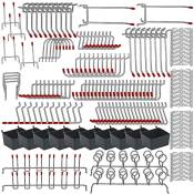Assortiment de 228 Crochets pour Panneaux PerforéS avec Ensembles de Crochets MéTal, Bacs à Panneaux PerforéS, Serrures à Chevilles pour Organiser Du