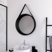 Aurlane - Miroir salle de bain rond type barbier - diamètre 50cm - barber dark