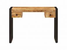 Bureau table meuble travail informatique avec 2 tiroirs 110 cm bois solide de manguier helloshop26 0502080