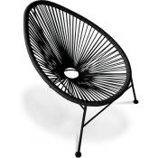 Chaise d'extérieur - Chaise de jardin d'extérieur - Acapulco Noir - Acier, Rotin synthétique, Metal, Plastique - Noir