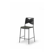 Chaise de bar en cuir et chêne noir 82 cm Torso -