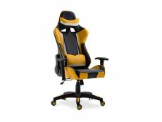 Chaise de bureau avec accoudoirs - chaise de bureau à roulettes - gamer - guy jaune