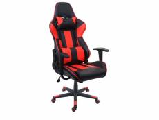 Chaise de bureau hwc-f84, pivotante, fauteuil de jeu en ligne, fauteuil directorial, similicuir ~ noir/rouge