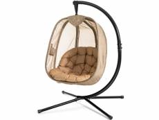 Costway chaise suspendue avec support avec grand coussin confortable, support en acier，base en x stable charge max.: 110 kg