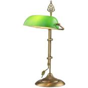 Cotecosy - Lampe à poser style vintage Grissom H56cm Métal Or et Verre Vert - Vert
