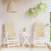 Coussins de chaise à dossier haut lot de 2 beige tissu oxford - The Living Store - Beige