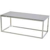Décoshop26 - Table basse décorative au design moderne couleur chrome en métal et plaque de verre noire - noir
