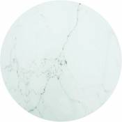 Dessus de Table Verre Trempé et design marbre Blanc