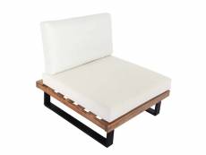 Fauteuil lounge hwc-h54, fauteuil de jardin, spun poly acacia bois certifié mvg aluminium ~ marron clair, rembourrage blanc crème