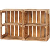 GrandBox Caisse avec étagère en bois flammé 50x40x30