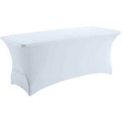 Housse élastique blanche pour table pliante 8 personnes 180cm - Blanc