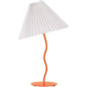 Lampe de Table en Métal Orange et Synthétique Pied Sinueux Abat-Jour Plissé 48 cm de Chevet Alwero - Orange