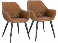 Lot de 2 chaises de salon-chaises de salle à manger-matière en similicuir et métal-brun