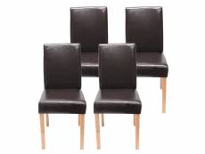 Lot de 4 chaises de salle à manger synthétique marron pieds clairs cds04140