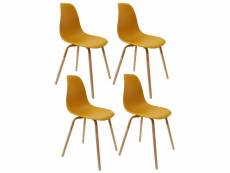 Lot de 4 chaises scandinave phenix en polypropylène et métal - jaune moutarde