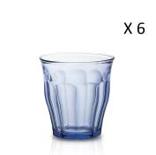 Lot de 6-Verre à eau 25cl en verre trempé résistant teinté bleu marine