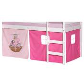 Lot de rideaux cabane pour lit surélevé superposé mi-hauteur mezzanine tissu coton motif danseuse rose - Pink/Rose