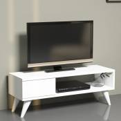 Meuble TV Aarup avec tiroir 33 x 90 x 30 cm blanc [en.casa]