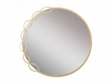 Miroir rond, fer et mdf, couleur or, dimensions : 74