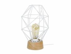 Octogonal - lampe de chevet géométrique bois naturel et blanc 64975