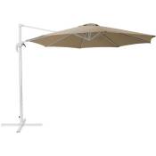 Parasol de Jardin 300 cm en Aluminium et Tissu Beige Sable et Blanc Design Savona - Blanc