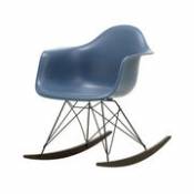 Rocking chair RAR - Eames Plastic Armchair / (1950) - Pieds noirs & bois foncé - Vitra bleu en plastique