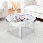 Shyfoy - Table basse de salon - Plateau en cristal diamant - 80x45 cm - Structure mdf - Stylée et élégante